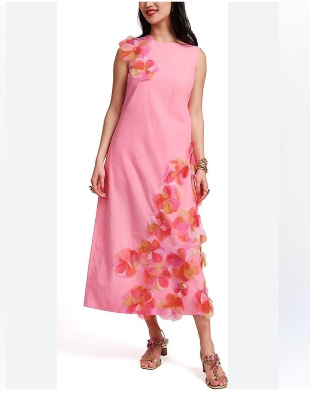NWT Frances Valentine Origami Dress With Organza Flowers - Picture 5 of 8